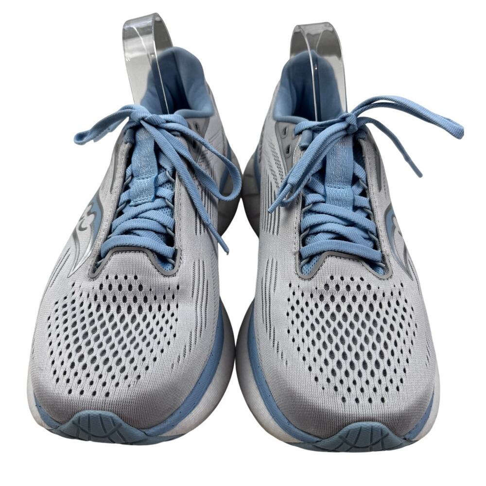 Saucony Ride 18 Gray Blue Lightweight Cushioned Running Shoes Women's Size 9.5